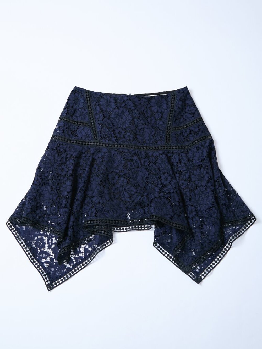 Veronica Beard Aura Floral Lace Asymmetric Handkerchief Skirt Navy XS - Picture 2 of 11